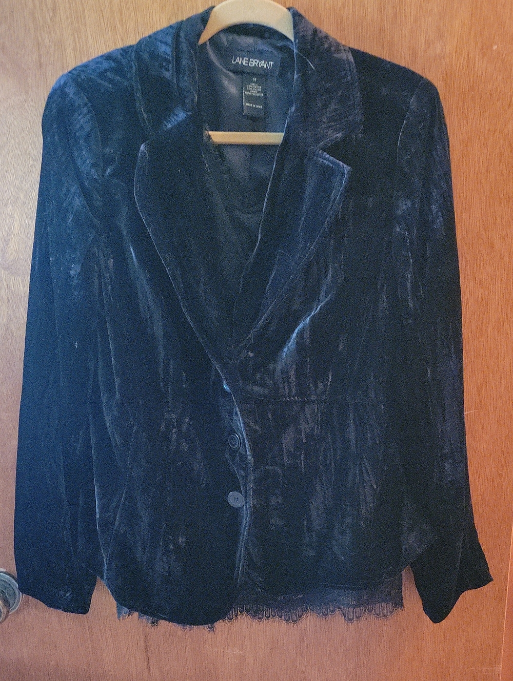 Lane Bryant Black Crushed Velvet Blazer